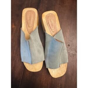 Seychelles blue suede and wooden heels sandals women's 39